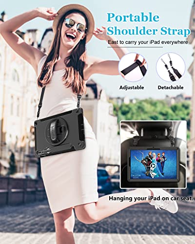 Image of Case for Samsung Tab S8 /S7 11 Inch 2022 /2020: TPU Protective Cover for Galaxy Tablet S8 /S7 11 Inch 2022 /2020 with Stand - Handle - Shoulder Strap - S-Pen Holder -Black