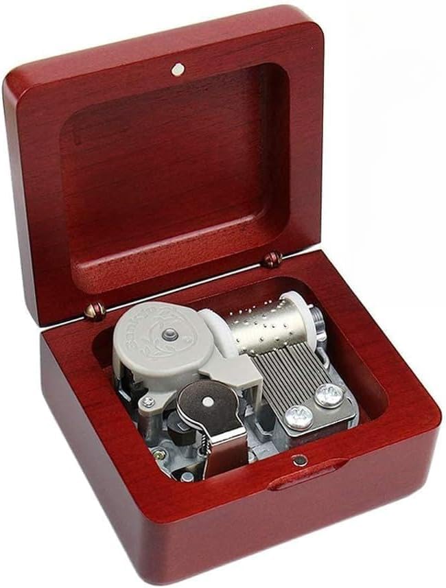 When You Wish Upon a Star Music Box Vintage Musical Boxs Gift for Birthday Valentine's Day Christmas Day(Wine Red Box)