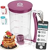 Picture of Pancake Batter Dispenser - Kitchen Must Have Tool for Perfect Pancakes, Cupcake, Waffle, Muffin Mix, Cake & Crepe - Easy Pour Baking Supplies for Griddle - Pancake Maker with Measuring Label (Purple)