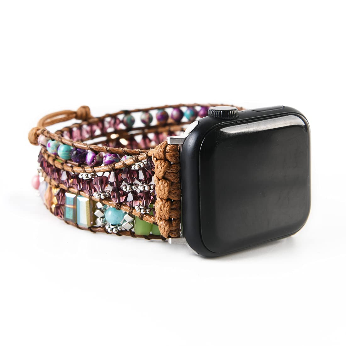 NUZUJX 3 Wrap Handmade Beaded Boho Watch Bracelet Band Compatible with Watch 38mm/40mm/41mm/42mm/44mm/45mm-Watch Strap for Iwatch Series 8/7/6/5/4/3/2/1/SE