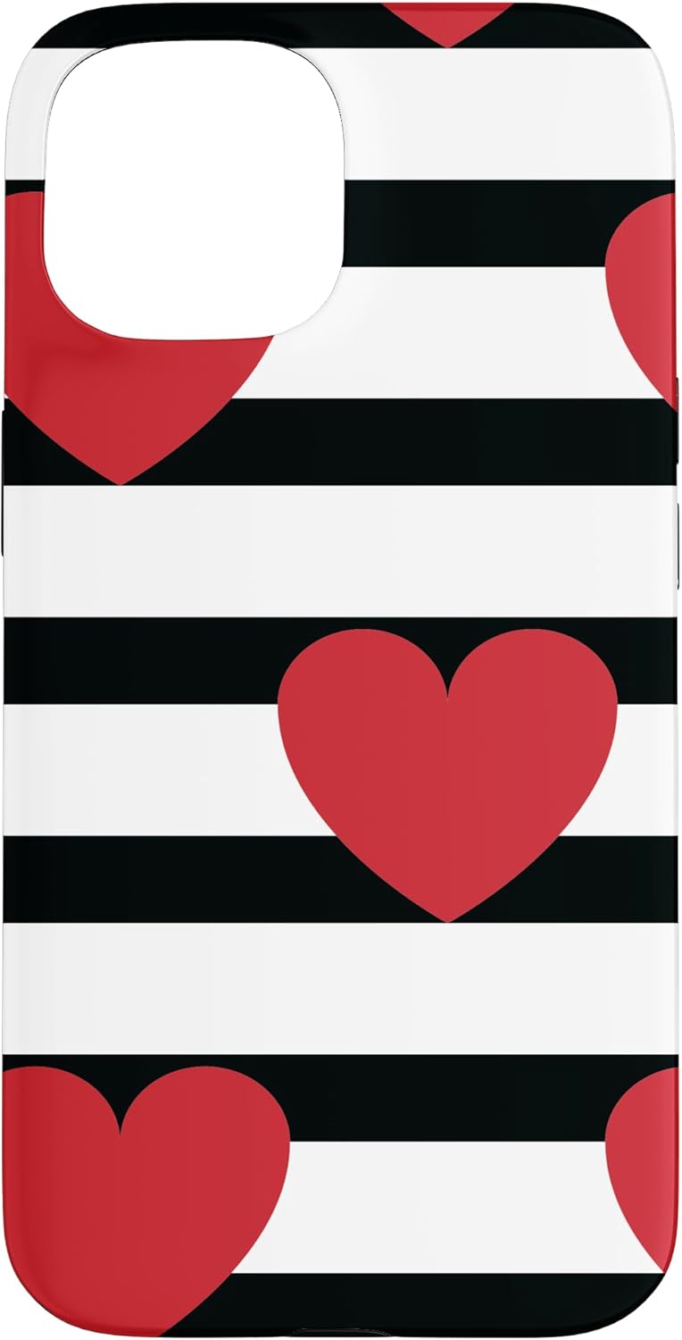 Striped Black White Red Hearts Love Inspirational Family Case for iPhone 13