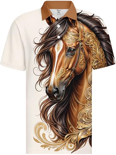 Image of PAGYMO Funny Golf Shirts for Men Crazy Printed Pattern Novelty Moisture Wicking Performance Mens Polo Shirt