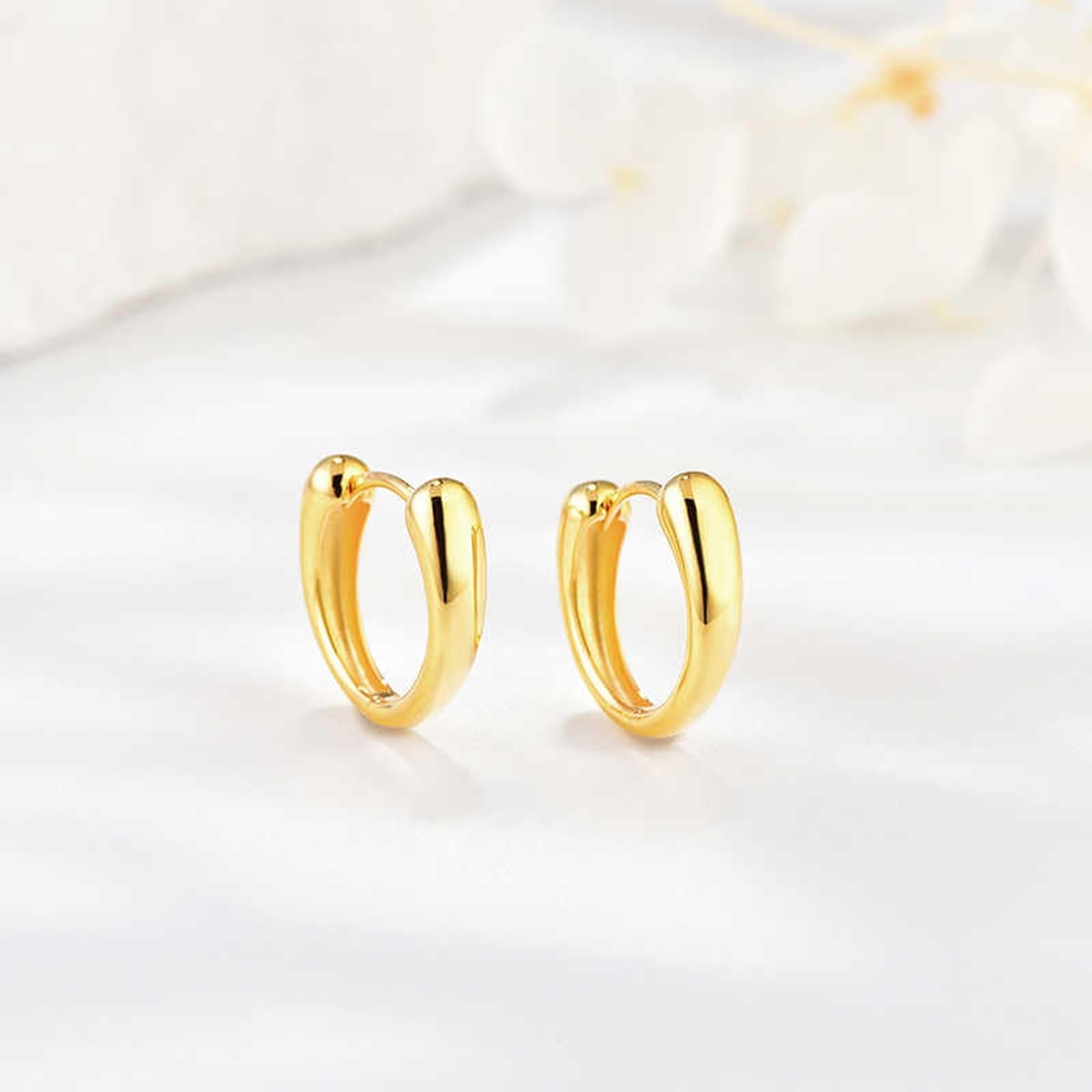 Epinki 9K/14K/18K żółte złoto Creole Hoop prawdziwe złoto, klasyczne kolczyki damskie w stylu vintage, Au 750/585/375,