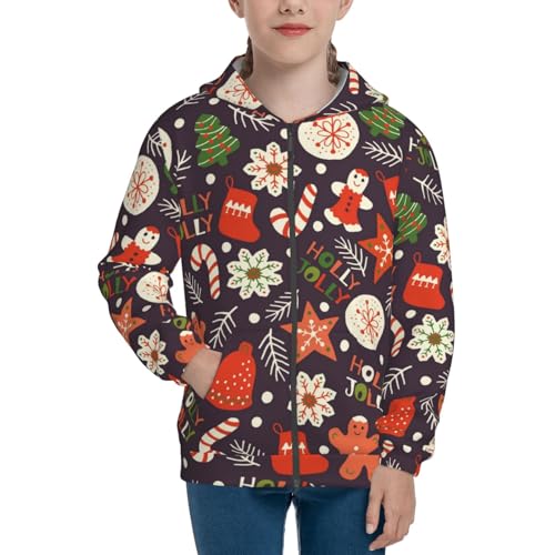 Winter Holiday Christmas Kid Hoodies Boys Zip Up Sweatshirts Girls Pullover with Pocket3