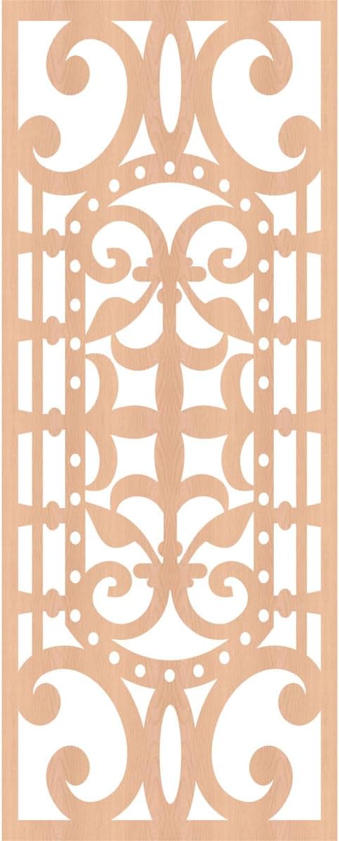 13 3/8"W x 34 3/8"H x 1/4"T Bloomsburg Decorative Fretwork Wood Wall Panels, Alder
