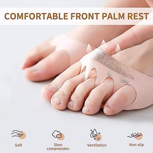 Image of 4 Pairs Honeycomb Fabric Forefoot Pads Women High Heels Invisible Socks High Heel Comfort Pads for Relieving Foot Fatigue Comfortable Non-Slip Corrective Toe Socks Pad (Pink)