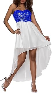 فستان مناسبه خاصه - بقصه واسعه - لون ابيض و ازرق - للنساء