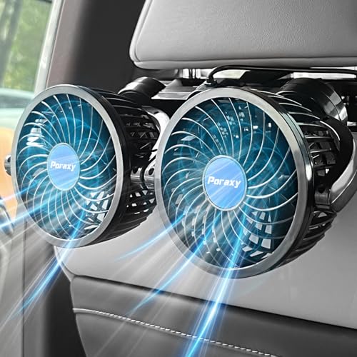 Poraxy Car Fan, Dual Head Car Fans for Backseat for Kids, He...