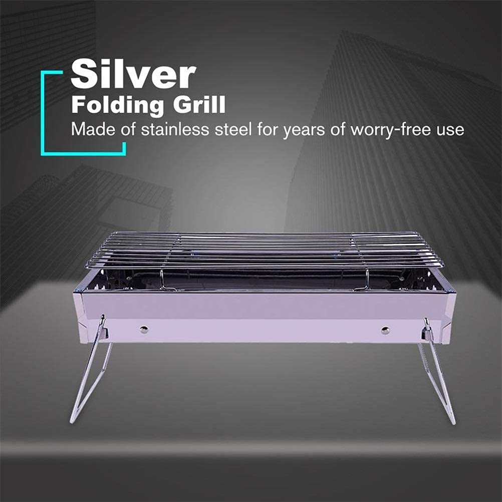 Supporto per barbecue, Griglia for barbecue portatile in acciaio inossidabile for pieghevole Barbecue all'aperto senza fumo Stufa a carbone Strumento for grigliate da campeggio
