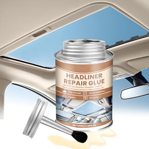 WEILAOK Colla per Cielo Auto, Colla Cielo Auto, colla per Tessuti Auto Adatto per Tetti, Interni e Sedili di Auto, Resistente Alle Alte Temperature, a Rapida Polimerizzazione, 125ml