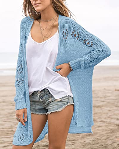 Image of Misassy Womens Open Front Knit Sheer Cardigans Summer Boho Lightweight Long Sleeve Kimono Long Sweater