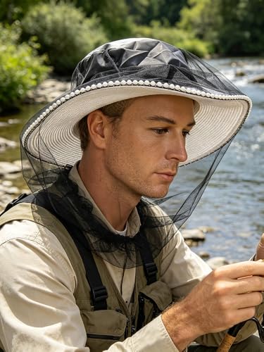 Mosquito Head Net Hat, Sun Protection Bug Face Mask, Fine Mesh Insect Netting for Fishing, Camping, Beekeeping miniatura 7