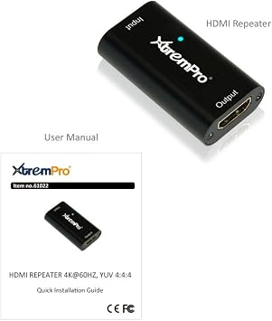 4K Extender HDMI Repeater Up to 130 Ft Supporting 2.0, 3D 4Kx2K@60Hz & 30Hz, YUV 4:4:4 - Black (61022)