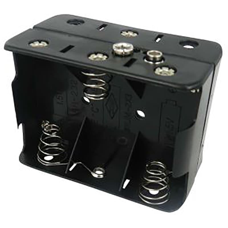 Black Battery Holder C Size x 6 with Snap Terminals PP Resin Body, Pack of 1, MFR: 1854614