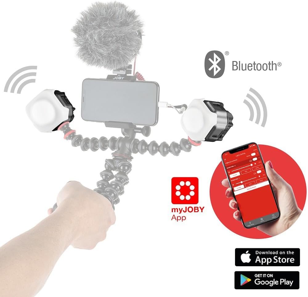 Joby Beamo LED Light for Smartphone and Mirrorless Camera - Compact, Wireless Charging, Bluetooth, Waterproof, for Vlogging, Photo and Video Content Creation