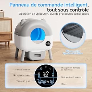 TRIUMPHKEY litiere Chat autonettoyante,90L+15L litiere Chat XXL,Panneau de Configuration,App-Steuerung,KI-Gesundheitstracking,Für Mehrere Katzen Elektrisches katzenklo