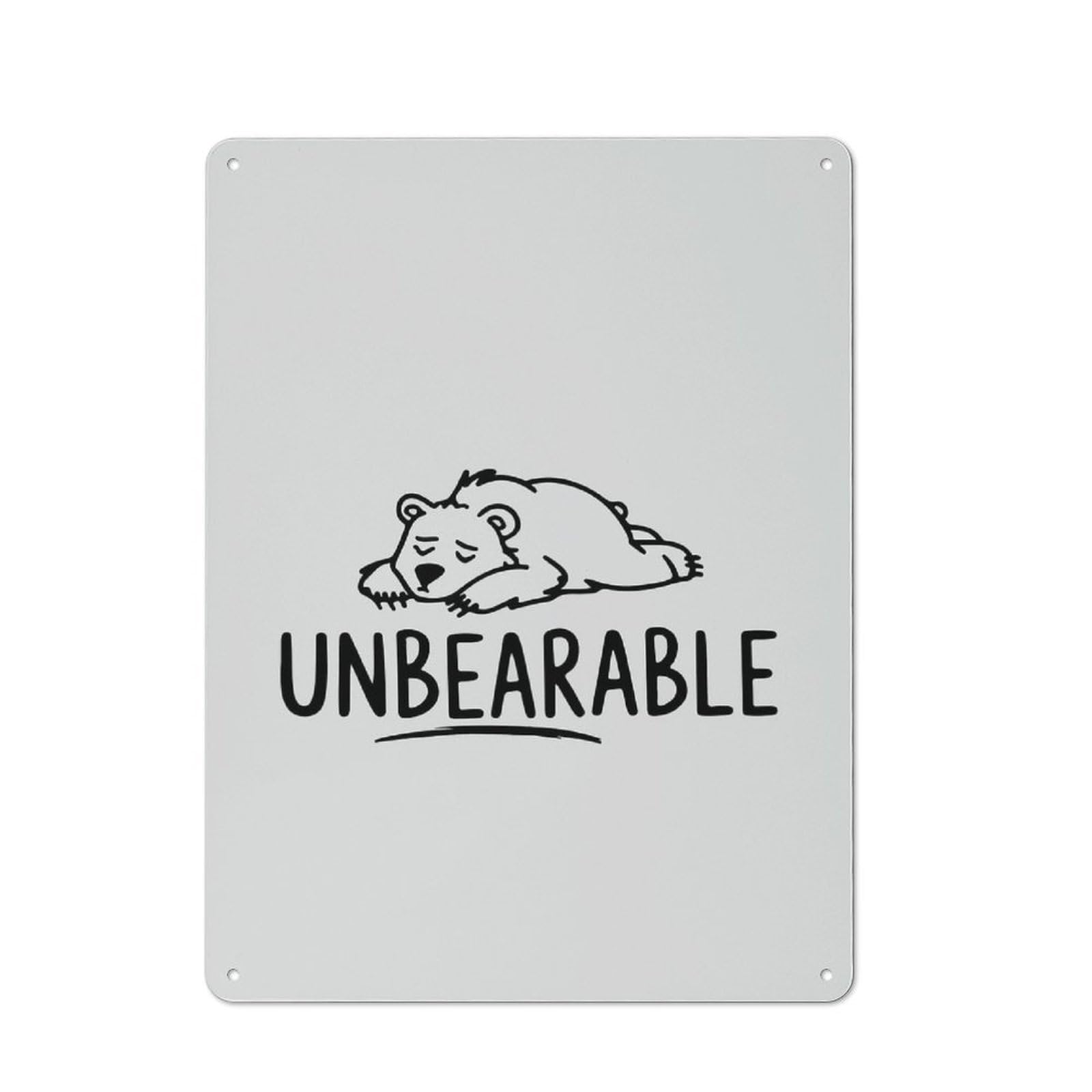 Junmoney Unbearable Bear Pun Nostalgic Decorative Tin Plaque 40X30cm, Classic Pub Decor For Diner, Restaurant, Shed Or Kitchen