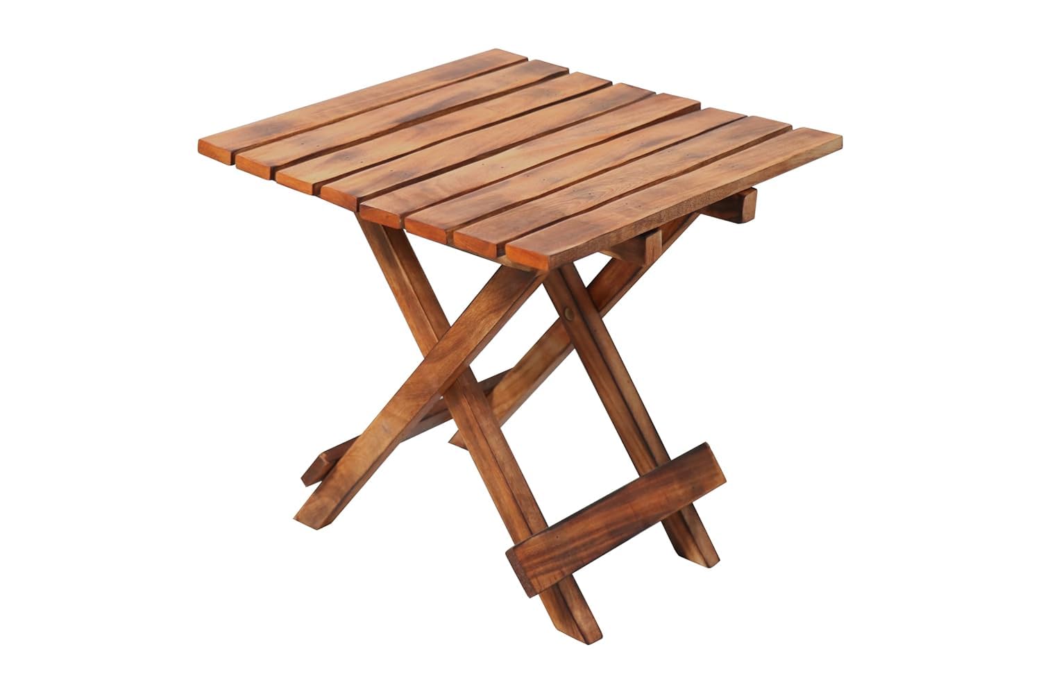 Wooden Outdoor and Indoor Adirondack Natural Brown Square Foldable Coffee Table, Side End Table for Outdoor and Indoor Garden, Living Room, Bedroom, Small Spaces [] 13 Inches []