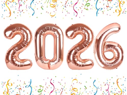 Image of 2026 Balloon Numbers Party Decorations, 40In Rose Gold Balloons | Eye-catching Appearance, Perfect Decorative Centerpieces, Convenient Self-sealing Structure, Widely for Various Occasions