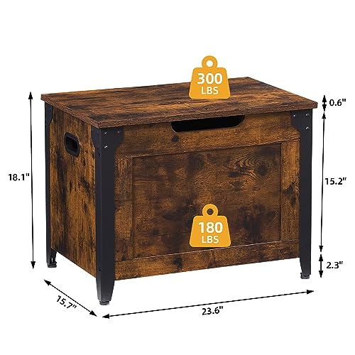 GAOMON Storage Chest, Wooden Storage Trunk with Metal Frame, Entryway Shoes Bench, Large Storage Organizer, Modern Style Lift-Top Storage Chest with Safety Hinge for Bedroom, Living Room