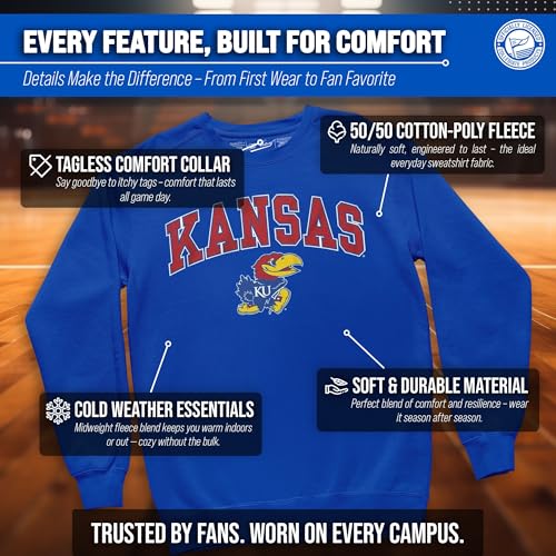 Image of NCAA College Sweatshirt Fleece Crewneck Pullover for Men and Women | Officially licensed NCAA college gameday crewneck pullover - 9 oz fleece lined sweatshirt with arch and logo design