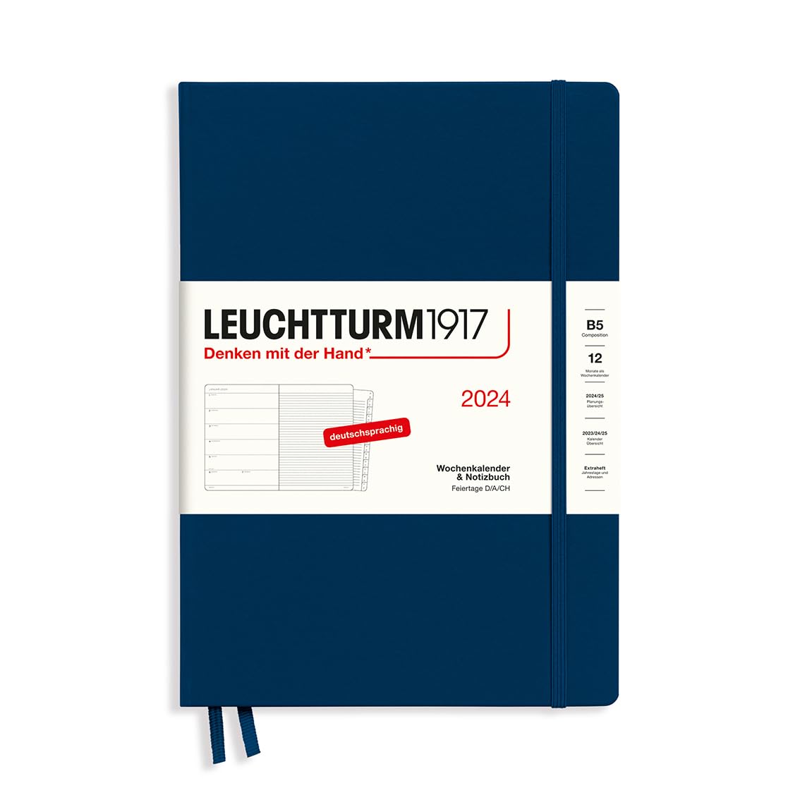 LEUCHTTURM1917 367753 Weekly Calendar & Notebook Composition (B5) 2024, with Extra Book for Addresses and Anniversaries Navy