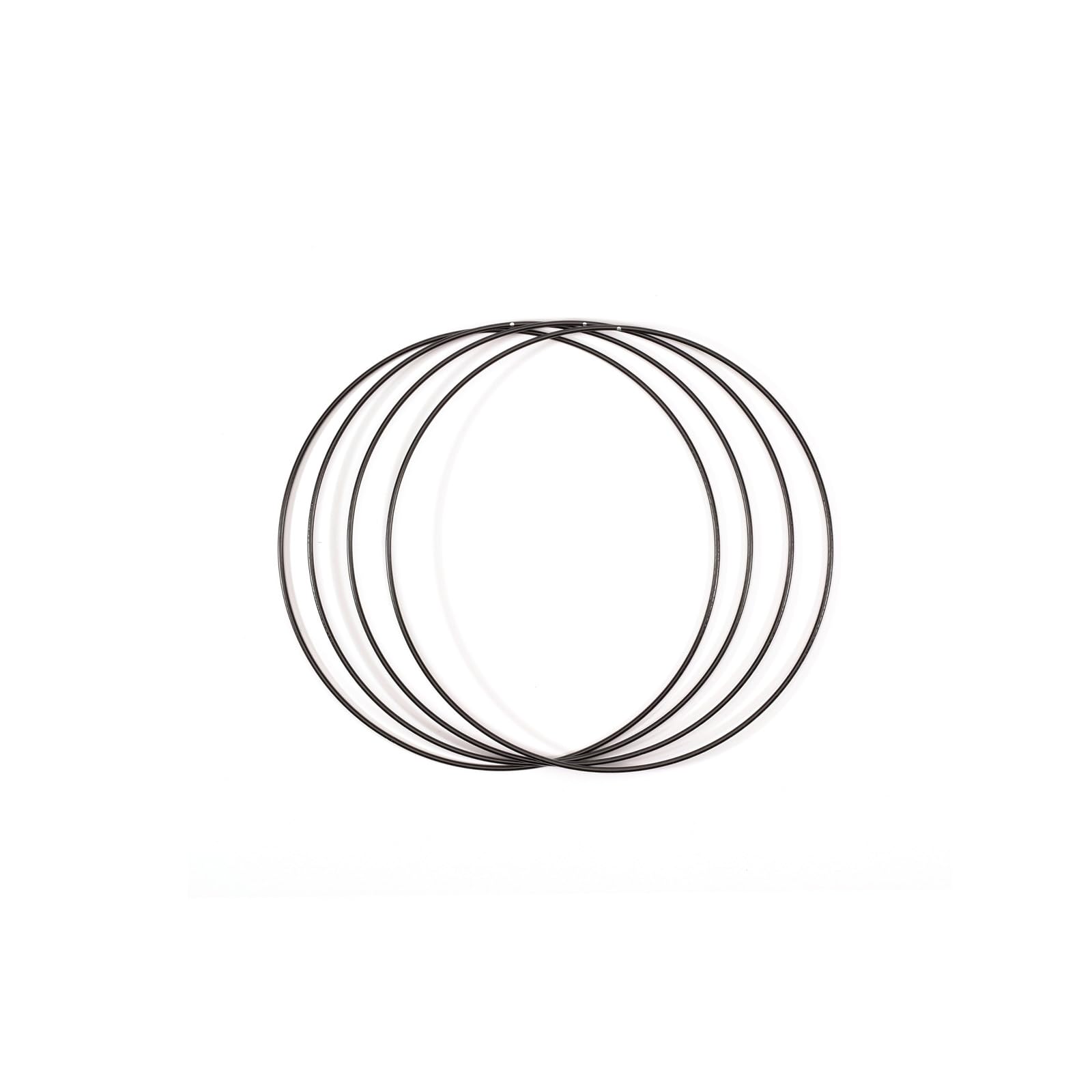 Vaessen Creative Metal Ring Black Circle of Ø 7.8 inches (20 cm), 4 Pieces of 3 mm Thick Wire Wreath Frame, Floral Hoop for Crafts, Macrame and Dream Catchers