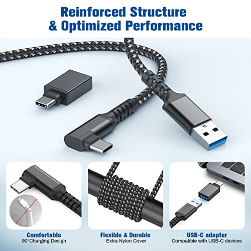 Link Cable Compatible with Meta/Oculus Quest 2 Accessories and PC/Steam VR, Jawfait High Speed PC Data Transfer/Fast Charge Cord, USB 3.0 A to Type C Cable for VR Headsets and Gaming PC, 16FT Black - Image 5