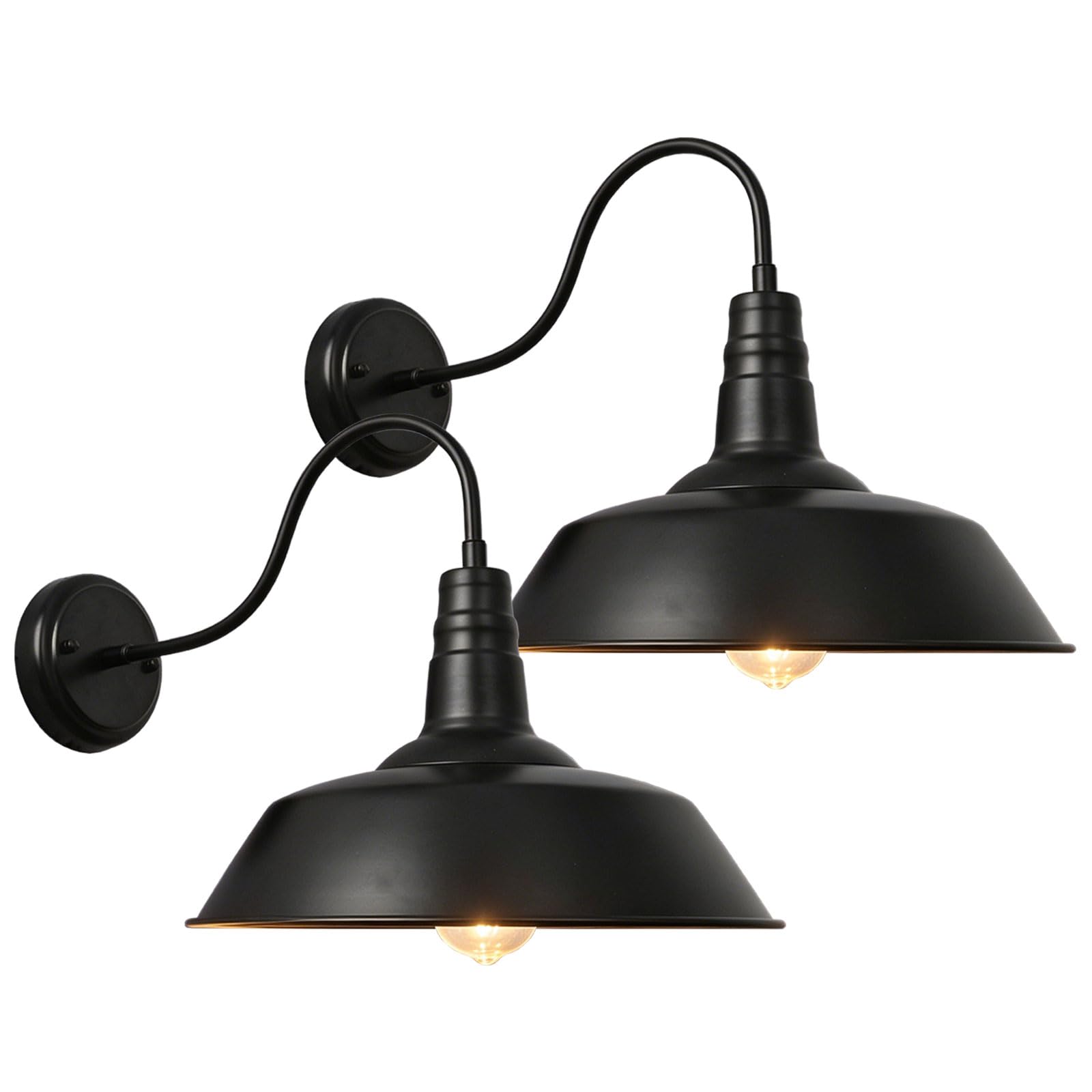 Moddeny Black 2 Pack Large Porch Outdoor Wall Sconce Waterproof Wall Mount Vintage Wall Lights Gooseneck Exterior Barn Light Farmhouse Retro Nostalgia Garage Patio Lighting Luminaire
