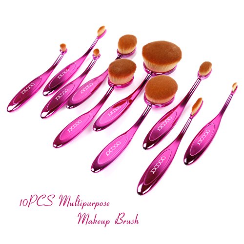 Docolor 10Pcs Oval Makeup Brushes Set|Face Foundation Gift Kits New (Purple)