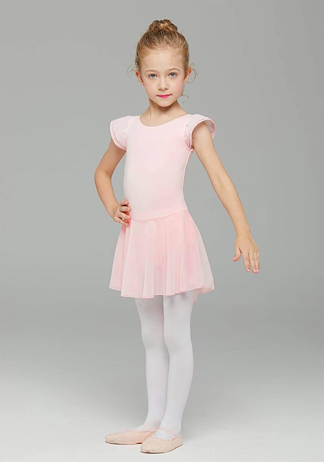 MdnMd Ballet Leotards for Girls Toddler Dance Ballet Leotard with Skirt Ballerina Dresses Tutu Outfits Flutter Sleeve - Image 2