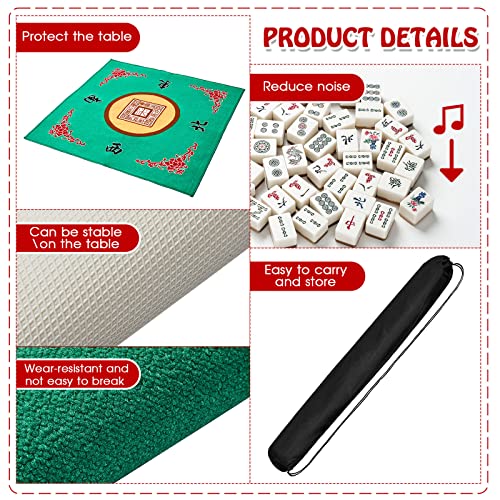 Juexica Mahjong Mat con bolsa, tapete antideslizante para mesa miniatura 4
