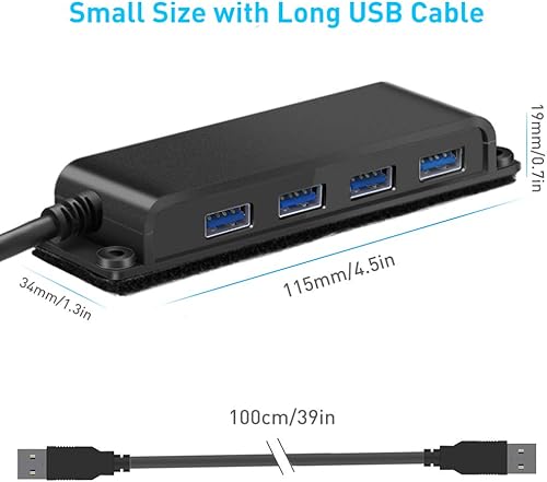 Miniatura 6 de Hub de escritorio portátil USB 3.0 de 4 puertos, concentrador de datos USB 3.0 fija con cable de 3.3 pies para MacBook, Mac Pro/Mini, iMac, XPS,