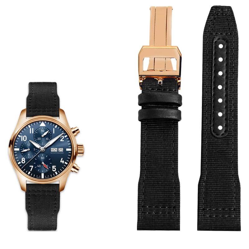 Bracelet de montre en cuir nylon 21mm CZKE finition luxe pour boîtier IW3777