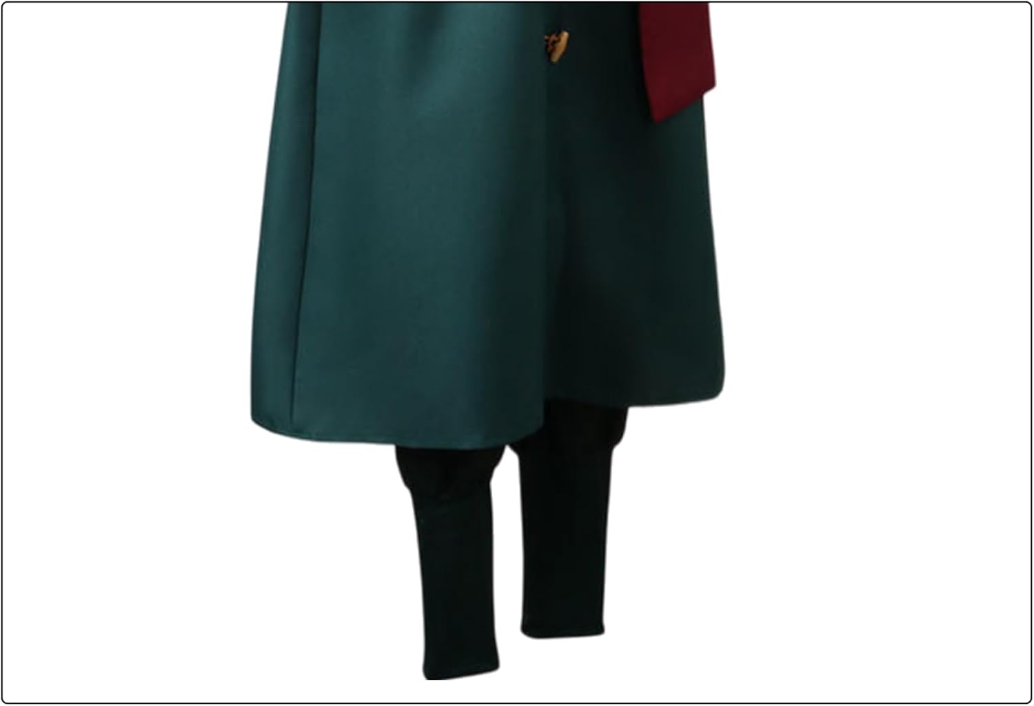 Unisex Men Anime Kimonos Green Long Robe Cosplay Costume Uniform Jacket Coat Pants Halloween Outfits with Earrings