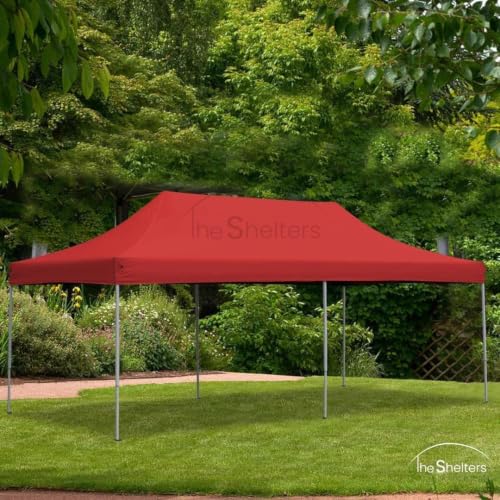 Image of 10x20ft / 3x6m Pop up Outdoor Canopy Tent | Portable Shade Instant Folding Gazebo Tent | Heavy Duty Gazebo Canopy Shelter 2 Mins Installation | 40Kgs (Classic Red)
