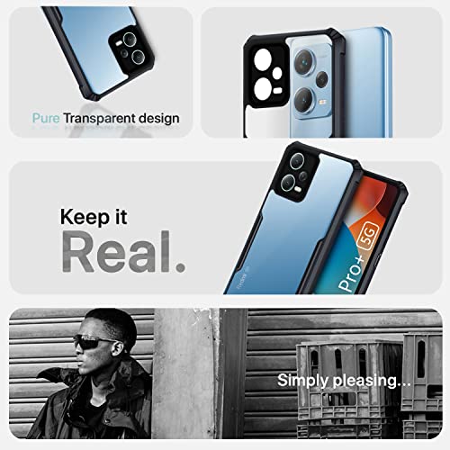 Image of Pikkme Redmi Note 12 Pro Plus 5G Back Cover | Crystal Clear Transparent Back | Ultra Hybrid | Full Camera Protection | Raised Edge | Bumper Back Case (Black)