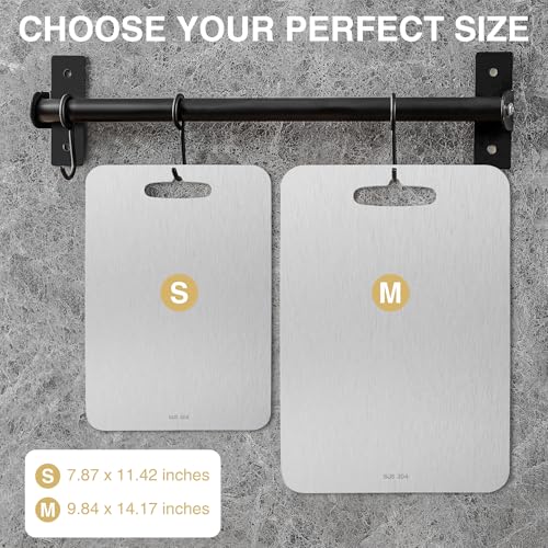Tabla de Cortar SOSMAR de Acero Inoxidable 304, Doble Cara, Resistente y Higiénica para Cocina (7.87 x 11.42 pulgadas) miniatura 4