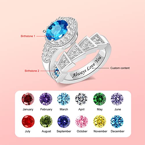 Personalized Simulated Birthstones Rings for Women Promise Rings for Her Custom Womens Rings Mother Daughter Rings Engagement Rings Gifts for Mom4