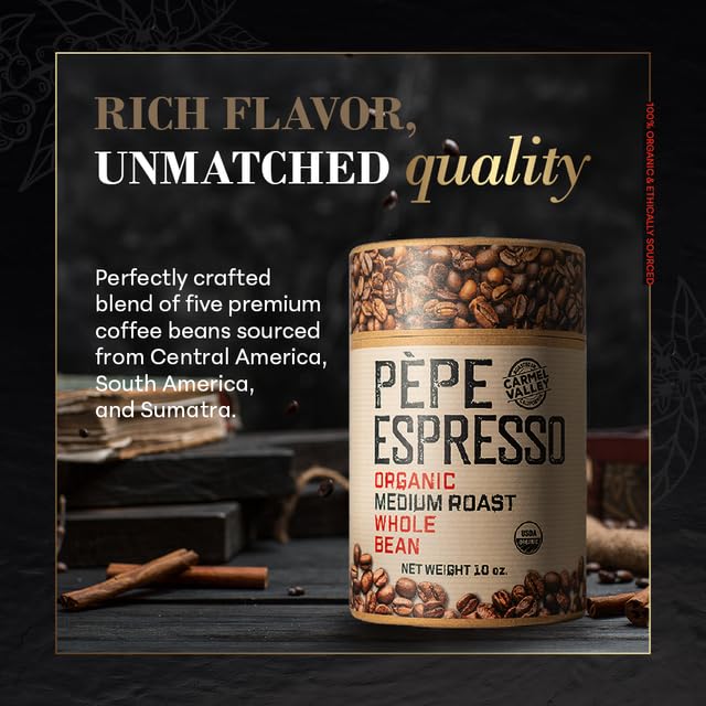 Pepe Coffee Organic Medium Roast Whole Bean Espresso 10 oz 1-pack miniatura 4