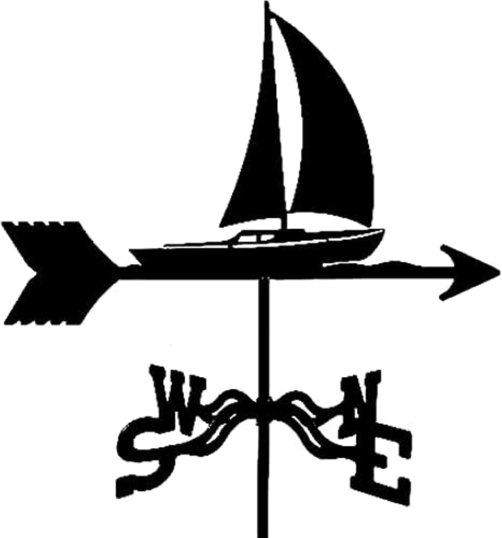 Weathervane with Animal Silhouette Ornament Metal Weather Vane for Outdoor Roof Garden Mount Yard Decor Weathercock - Wind Direction Indicator Garden Stake Art (Color : Sailboat)