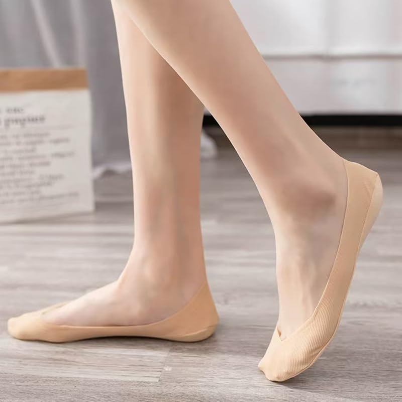 No Show Socks for Women, Ice Silk and Cotton Blend, Non-Slip Silicone, Multi-Color 6