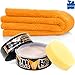 detailmate Wachs Set: Soft99 Extreme Gloss Wax The Kiwami Dark, Carnauba Autowachs Lackversiegelung mit Schwamm, 200g, orange Baby Poliertuch: Ultra Flauschiges Mikrofaser Poliertuch 550 GSM,