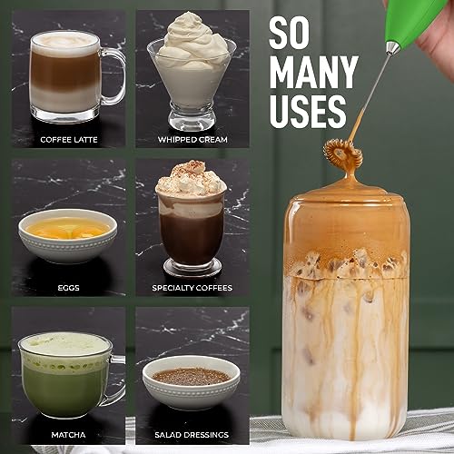 Zulay Powerful Milk Frother Handheld Foam Maker For Lattes - Whisk Drink Mixer For Coffee, Mini Foamer For Cappuccino, Frappe, Matcha, Hot Chocolate By Milk Boss (Clover Green) #TOP2