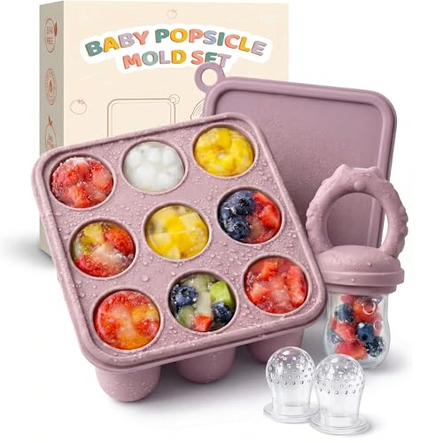Silicone Baby Food Feeder 4M+ Baby Fruit Feeder 3 Teat Sizes Purple