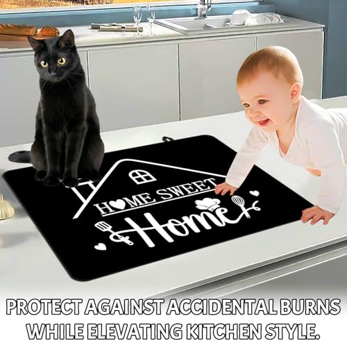 Image of Stove Top Cover for Electric Stove 28 inchx 20 inch, Home Sweet Home Heat Resistant Glass Top Stove Cover Protector, Glass Cooktop Covers, Kitchen Flat Stove Top Covers for Electric Stove