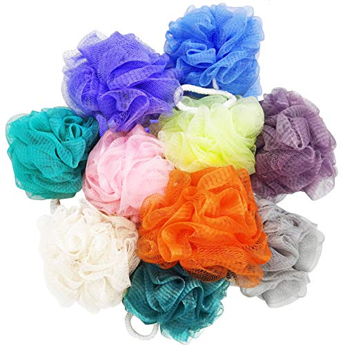 10 Pcs Colorful Loofah Sponge Shower Mesh Bath Sponge,Small Size Soft Shower Exfoliating Scrubber for Body Wash Kids Women Men Bathroom