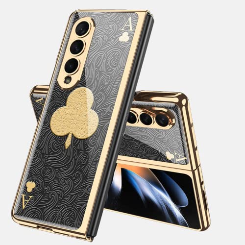 CFPLZFY Handyhülle aus gehärtetem Glas für Samsung Galaxy Z Fold 4, Farbmalerei Faltschale für Z Fold4, Anti-Fall-Abdeckung mit galvanischem Rahmen Cover