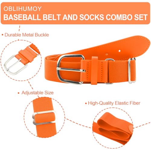 Baseball Socks and Belt Combo Set Softball Football Socks and Elastic Waist Belt for Youth Adult3