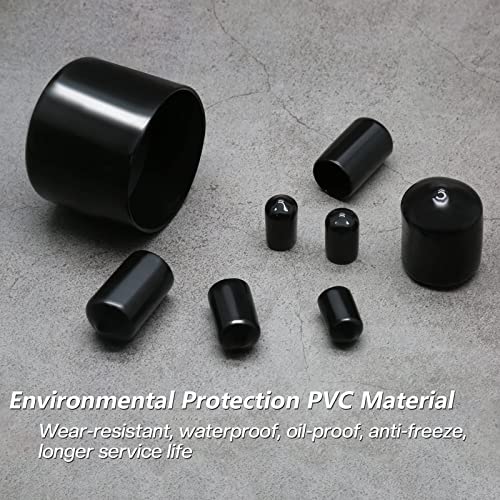 Image of 12PCS 45mm (1-3 /4 inch) Round Rubber End Caps Cover Black Vinyl Bolt Covers Caps Screw Thread Protector for Metal Tubing, Round Tubing Bolt (Black)